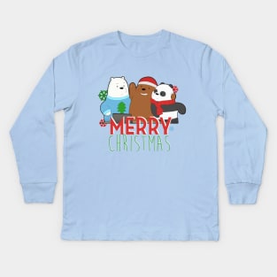 Merry Christmas Bears Kids Long Sleeve T-Shirt